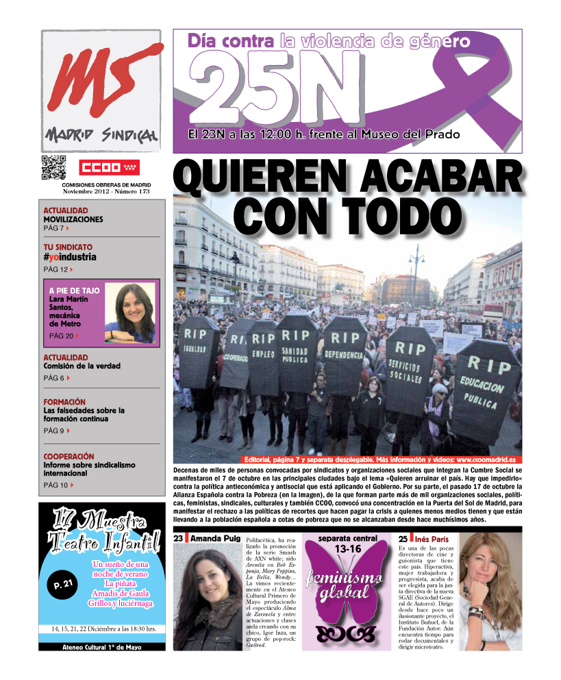 Madrid Sindical n 173, Noviembre 2012