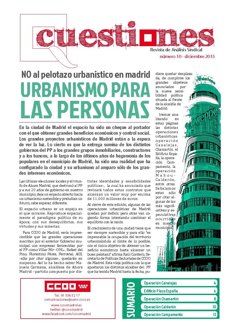 Urbanismo para las personas. NO al pelotazo urbanstico en Madrid