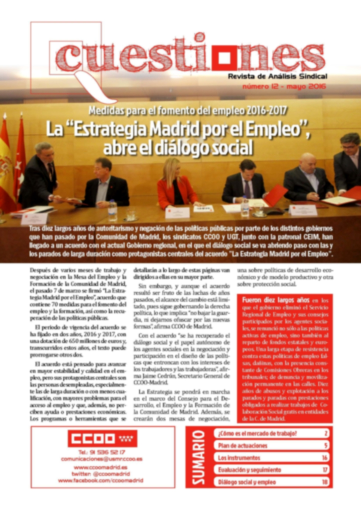 Cuestiones n12 La "Estrategia Madrid por el Empleo"