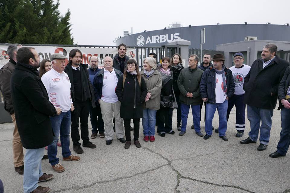 Podemos visita la fbrica de Airbus para apoyar el derecho de huelga