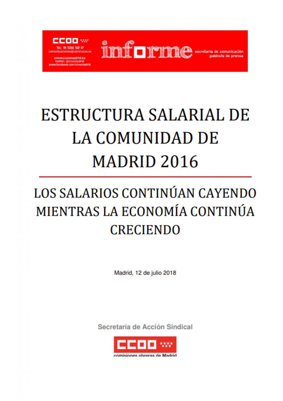 Estructura salarial de la Comunidad de Madrid 2016