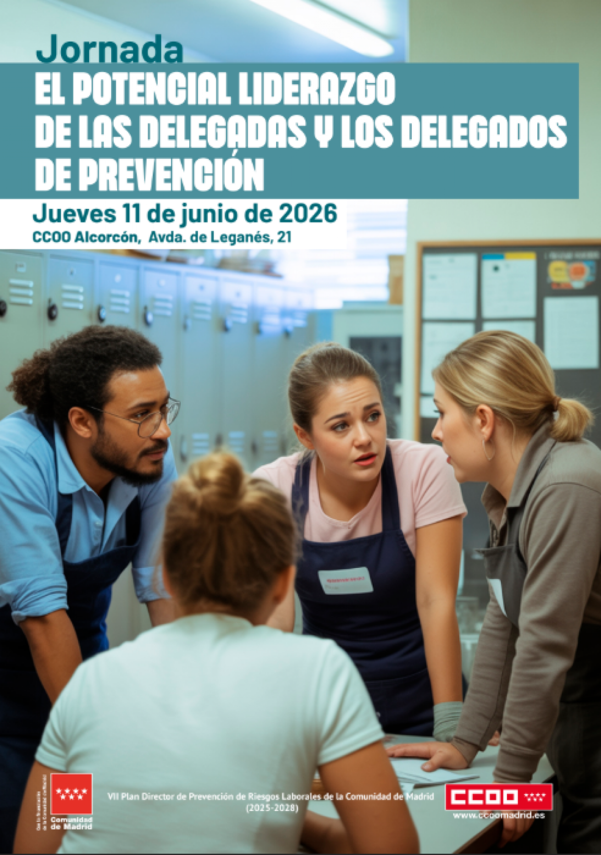 Cartel jornada "El potencial liderazgo de delegados y delegadas de prevención".
