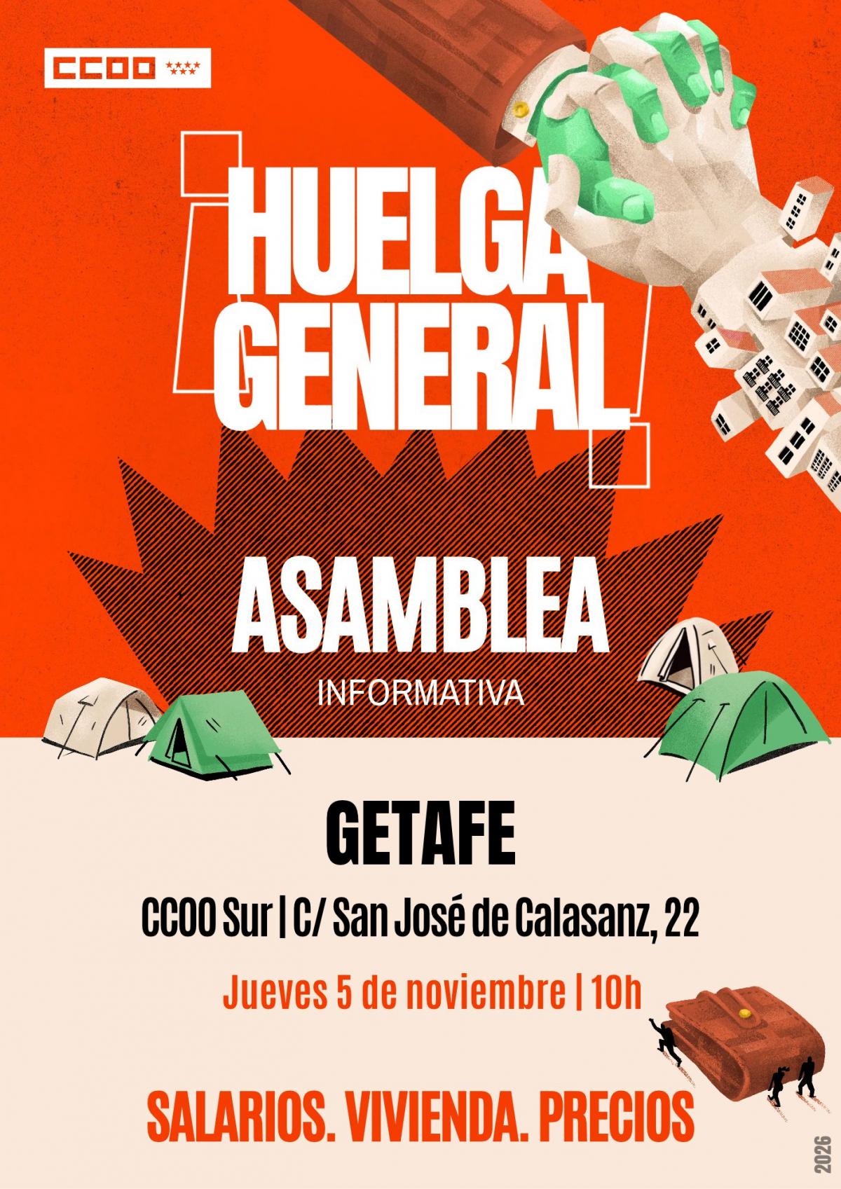 Huelga General, asamblea en Getafe