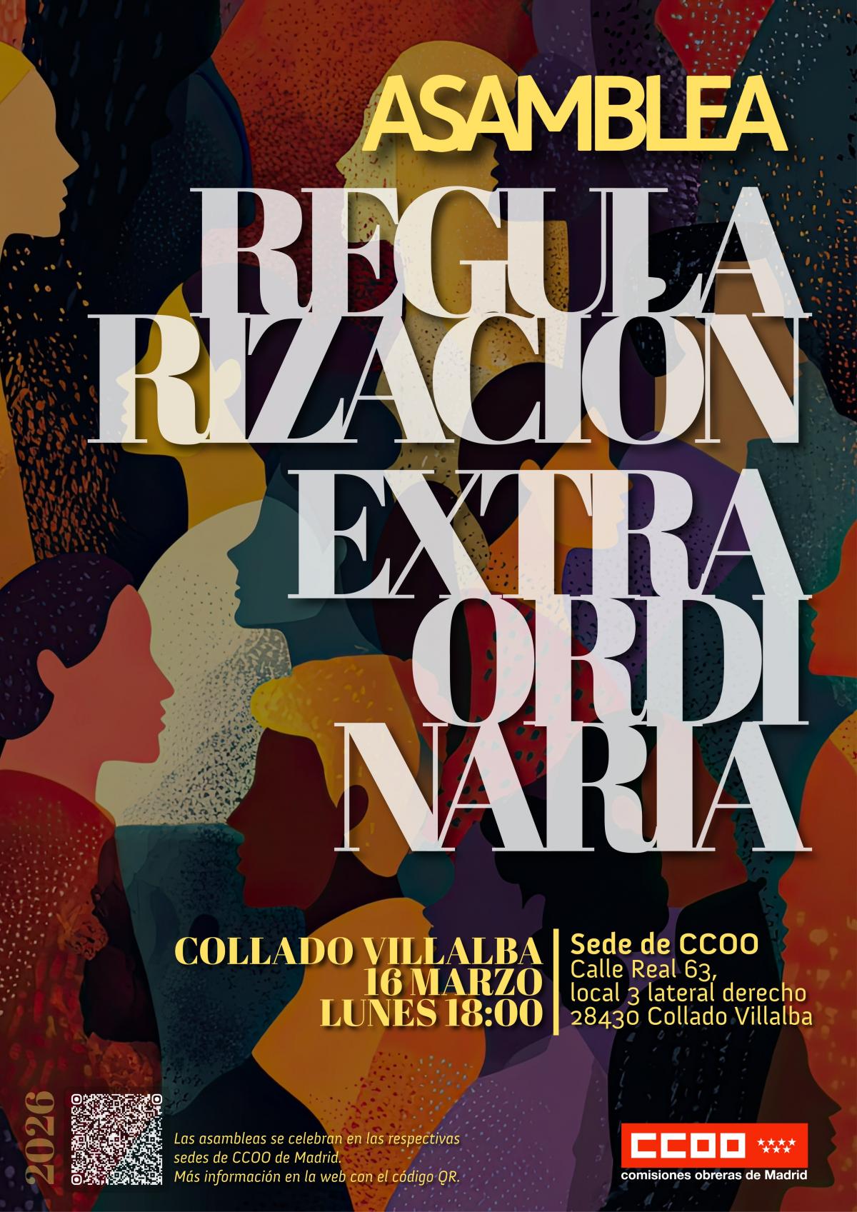 Cartel asamblea regularización extraordinaria Collado Villalba