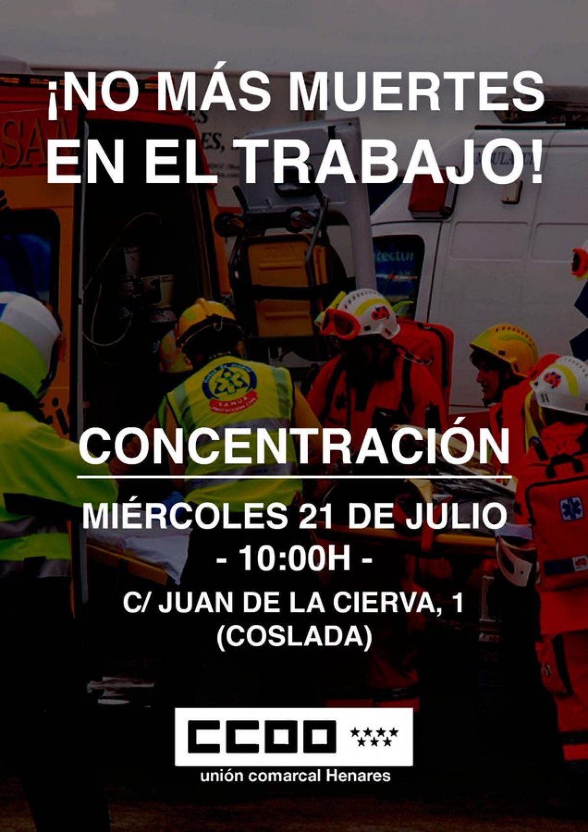 CCOO y UGT convocan una concentraci�n por el accidente laboral mortal ocurrido en Coslada el 14 de julio