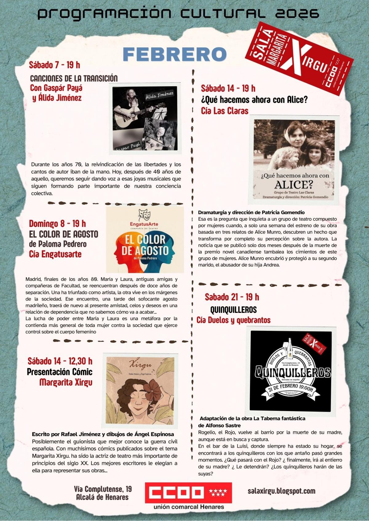 Programación Sala Margarita Xirgu febrero 2026