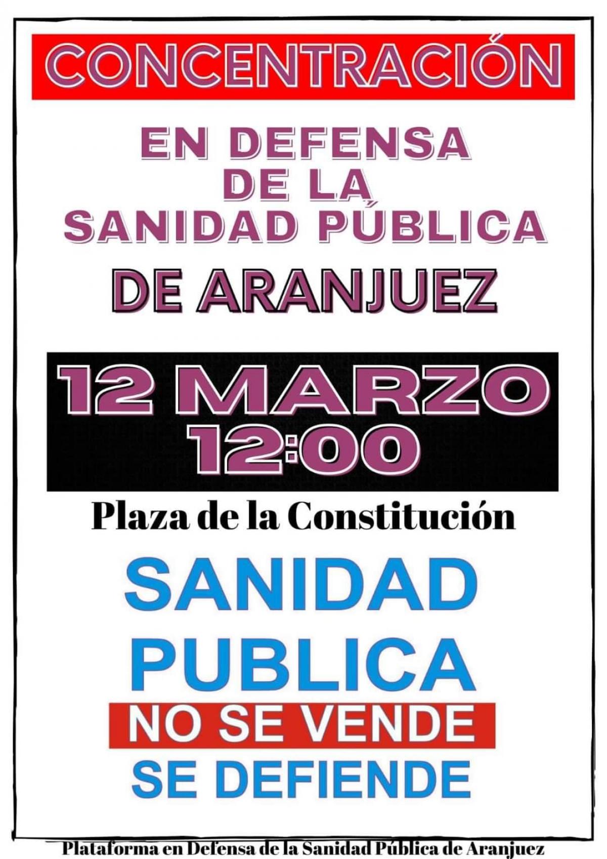 Concentración en defensa de la sanidad pública de Aranjuez