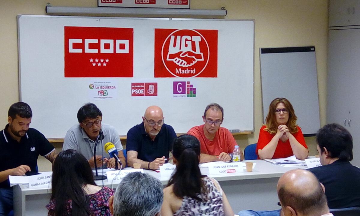 CCOO, UGT, PSOE, Ganar e IUCM-LV exigen la ejecución de la sentencia del TSJM sobre la funcionarización en Alcorcón