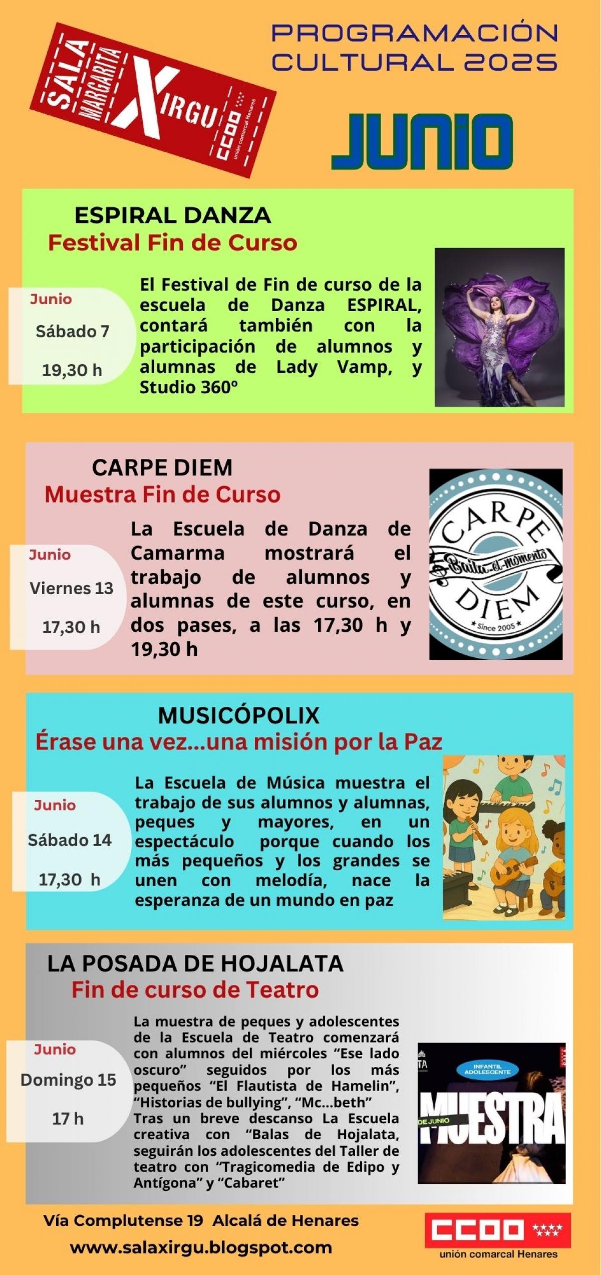 Programación sala Margarita Xirgu Junio 2025