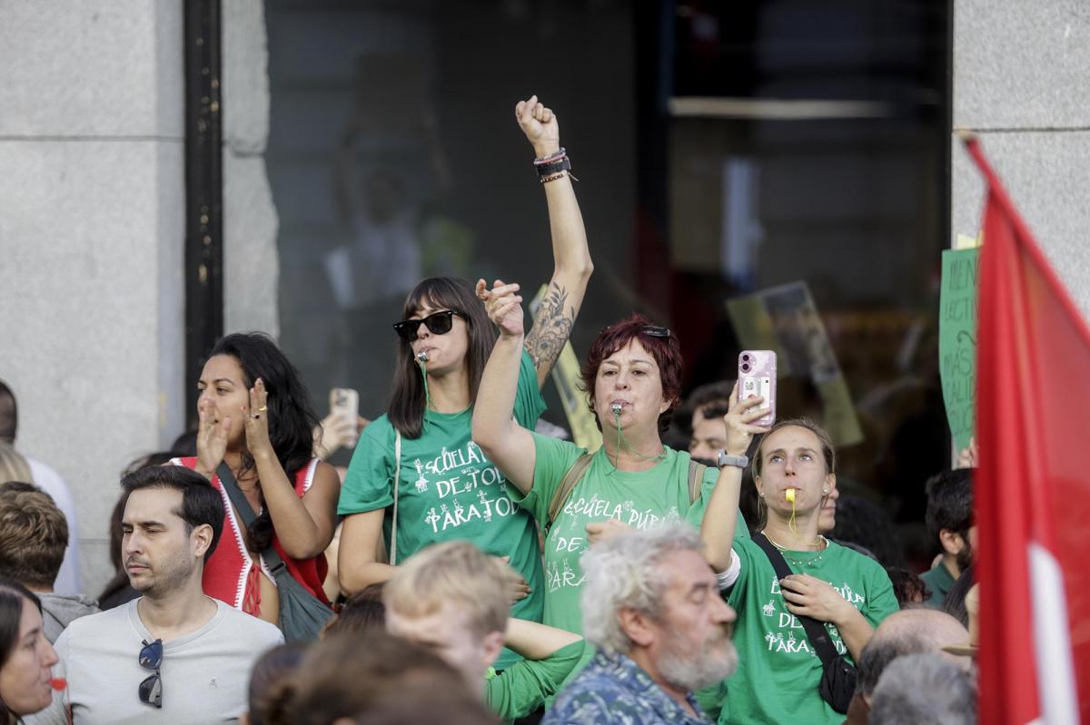 Concentración de la comunidad educativa madrileña el pasado día 14 de octubre en la Puerta del Sol