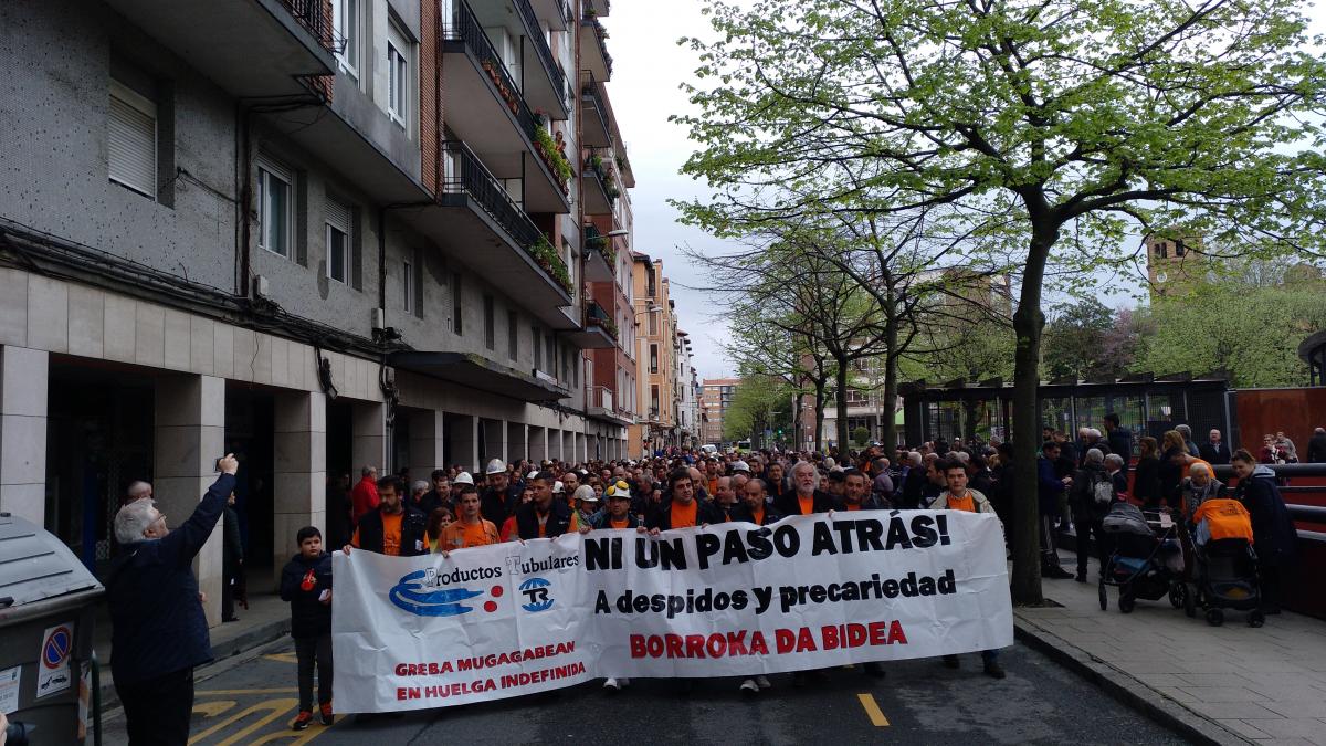 Manifestación de la plantilla de Productos Tubulares en Sestao