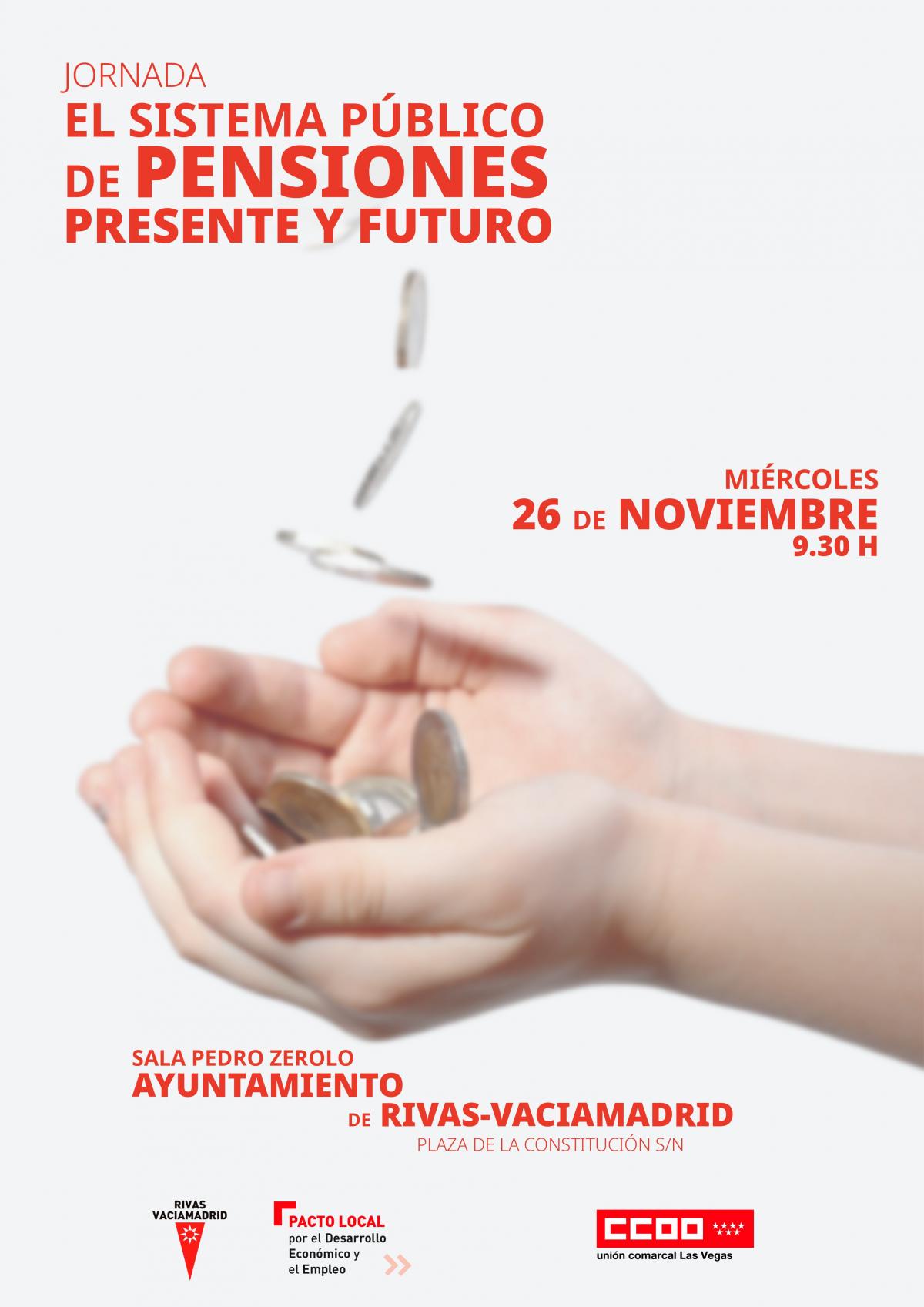 Cartel Jornada sistema público de pensiones CCOO Henares