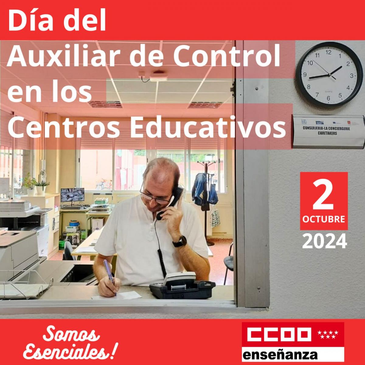 CCOO reivindica el carcter educativo y esencial de los auxiliares de control en los centros educativos