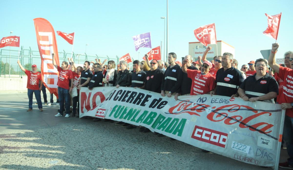 Una delegación de CCOO visitó el pasado octubre a la plantilla de Coca-Cola Fuenlabrada