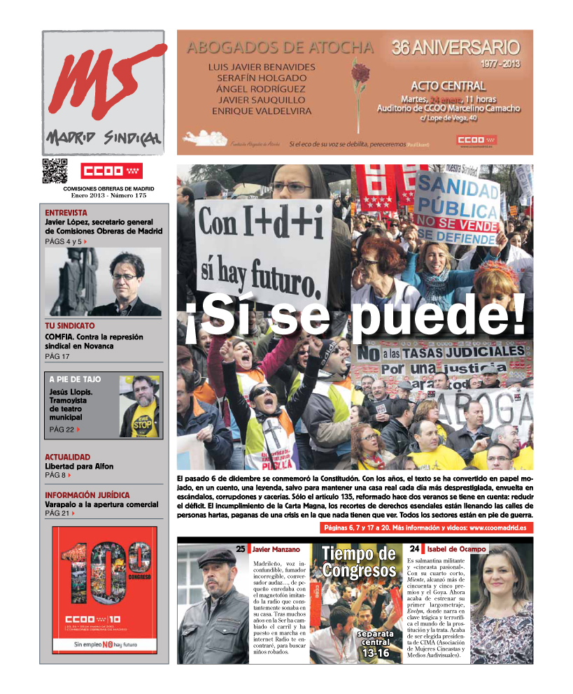 Madrid Sindical nº 175, Enero 2013