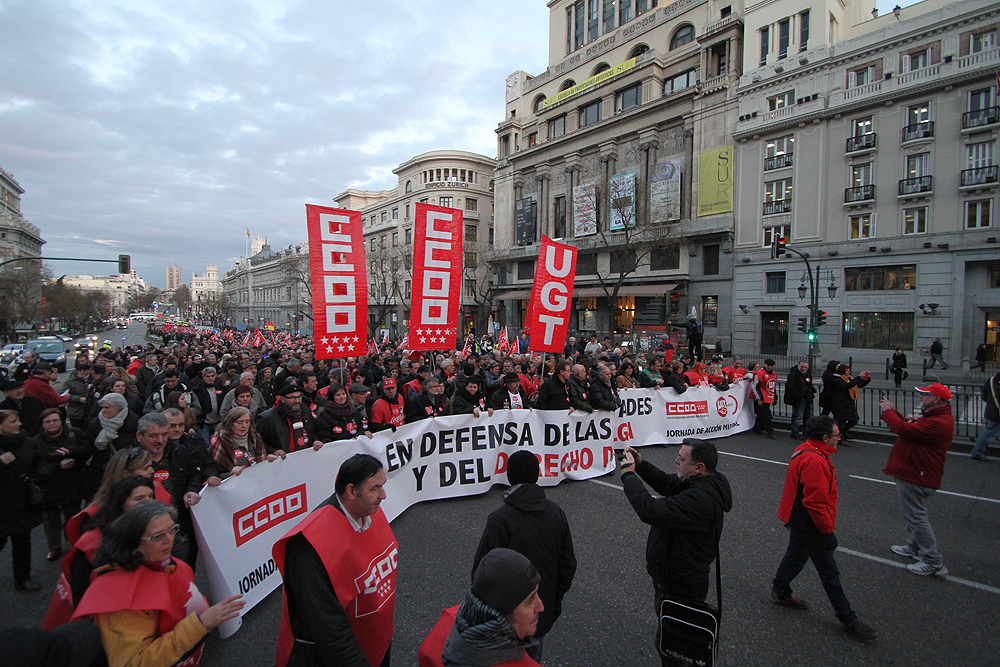 Manifestación en Madrid en defensa del derecho de huelga