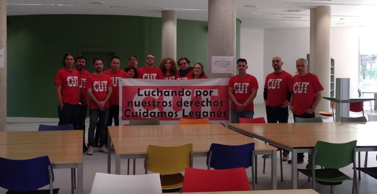 Encierro en defensa de los derechos de la plantilla municipal de Leganés