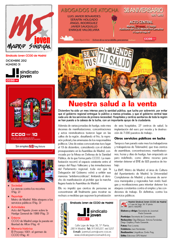 Madrid Sindical Joven, diciembre 2012