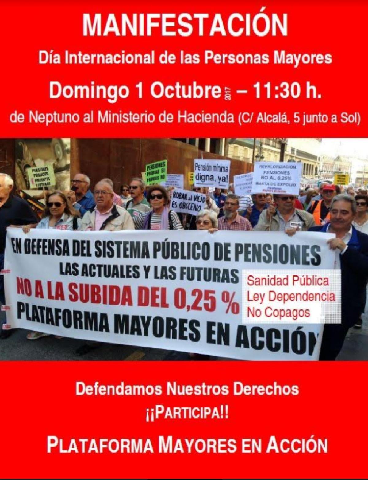 Manifestación en Madrid por el Día Internacional de las Personas Mayores