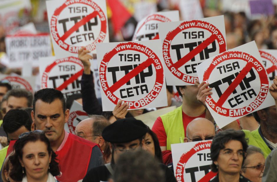 Manifestación contra los tratados de libre comercio