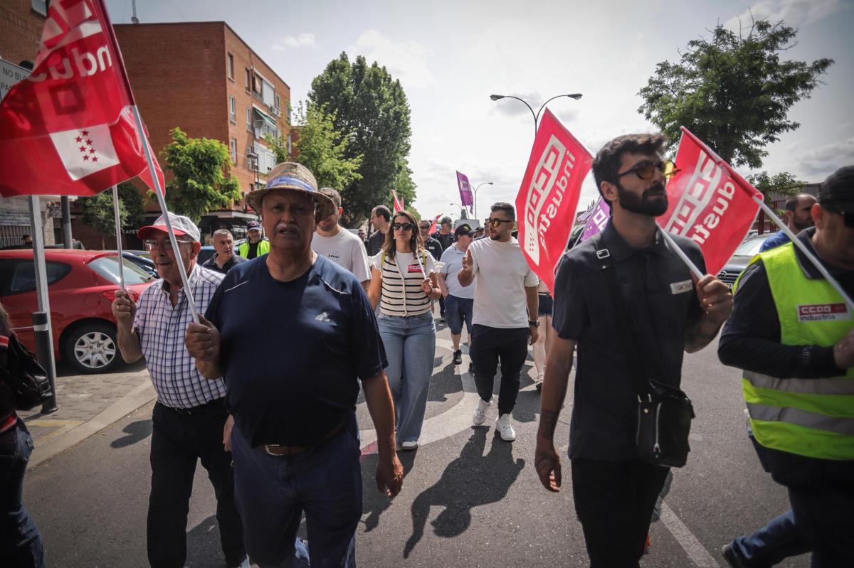 Junio 2025. Manifestación de la plantilla de Corrugados en Getafe por la viabilidad de la empresa
