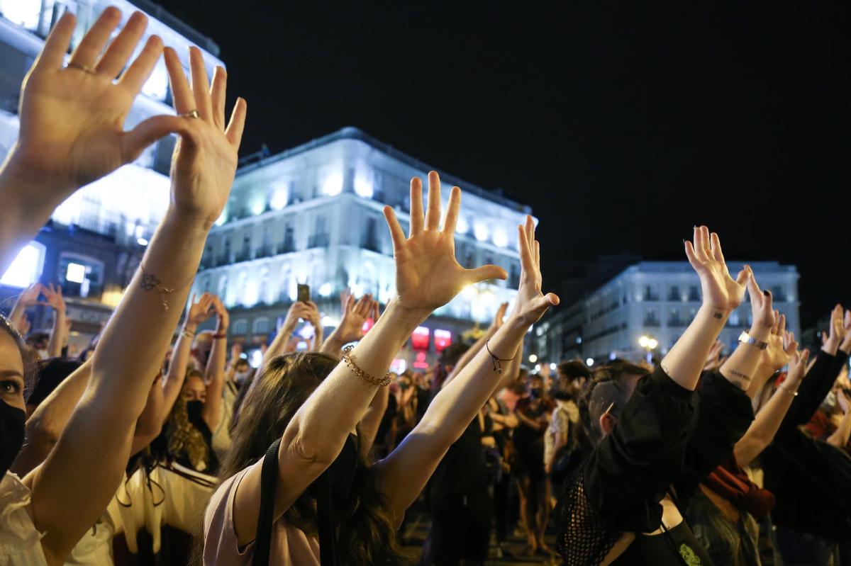 Concentracin contra los feminicidios y la violencia machista, en la Puerta del Sol de Madrid, 11-6-2021