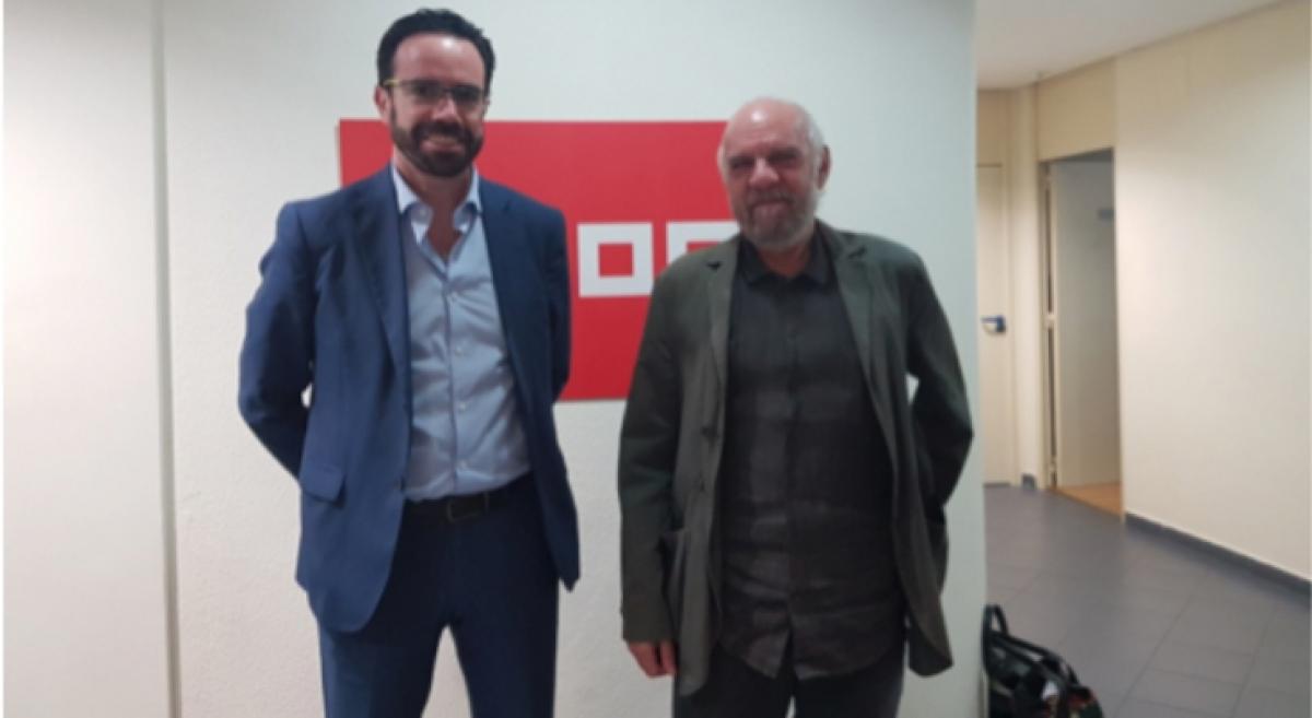 Alejandro Blanco, el ponente de la primera sesión de trabajo y Jorge Aragón, moderador