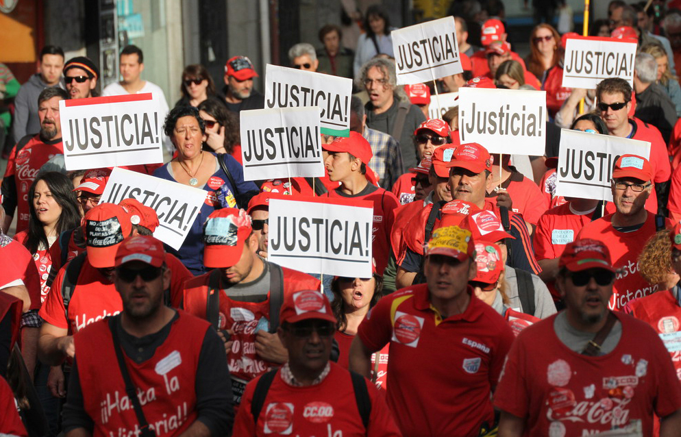 Manifestación de trabajadores de CocaCola por Justicia en el Tribunal Supremo