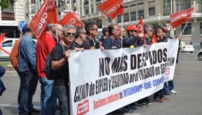 Manifestación de los trabajadores de Otis por las calles de Madrid el 4 de mayo