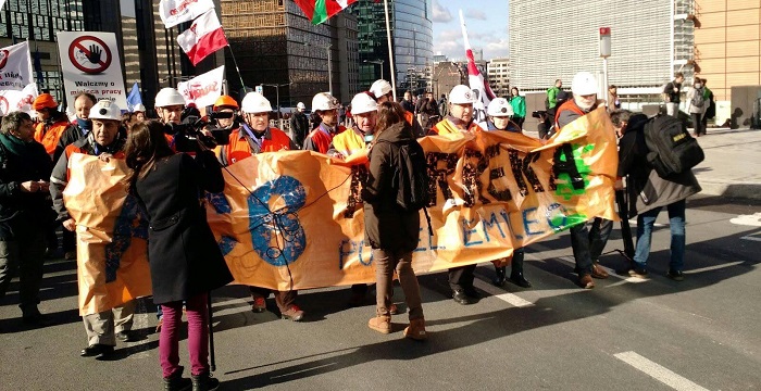Representación de Arcelor Mittal Sestao en la manifestación de Bruselas