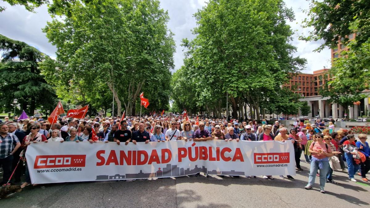 Manifestacin por la sanidad pblica madrilea el 19 de mayo de 2024
