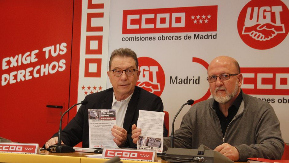 Rueda de prensa de Jaime Cedrún (CCOO) y Luis Miguel López (UGT)