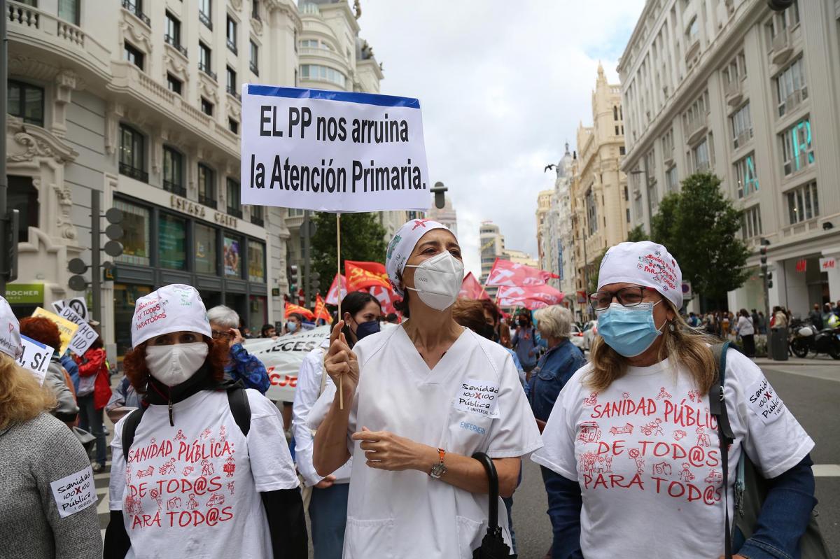 Manifestación en defensa de la sanidad pública madrileña