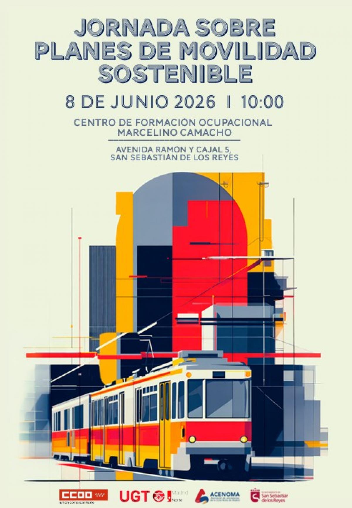 Cartel jornada sobre planes de movilidad sostenible en San Sebastián de los Reyes.