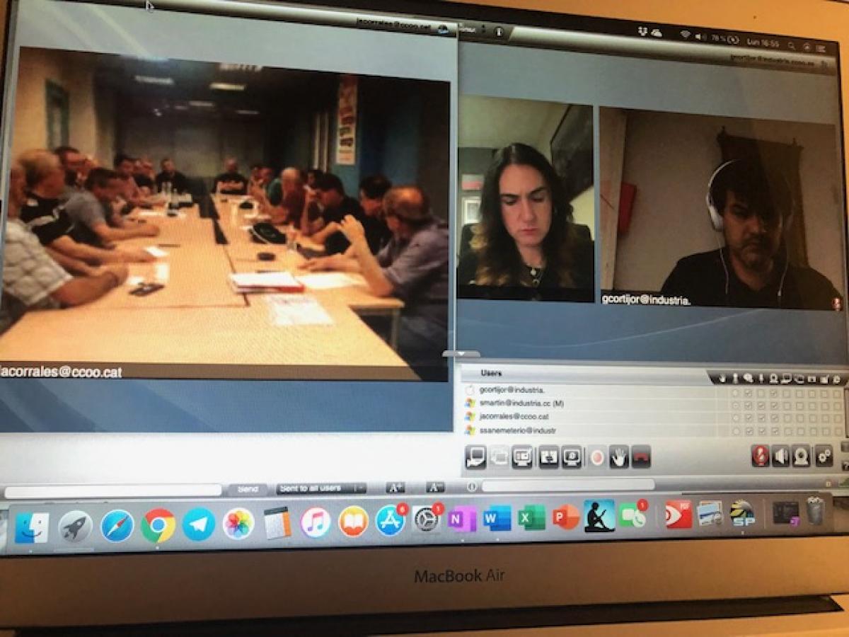 El responsable de Bienes de Equipo de CCOO de Industria se conectó a la reunión por videoconferencia