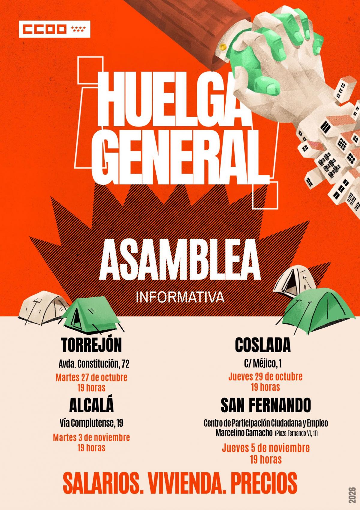 Huelga General, asambleas en el Corredor del Henares