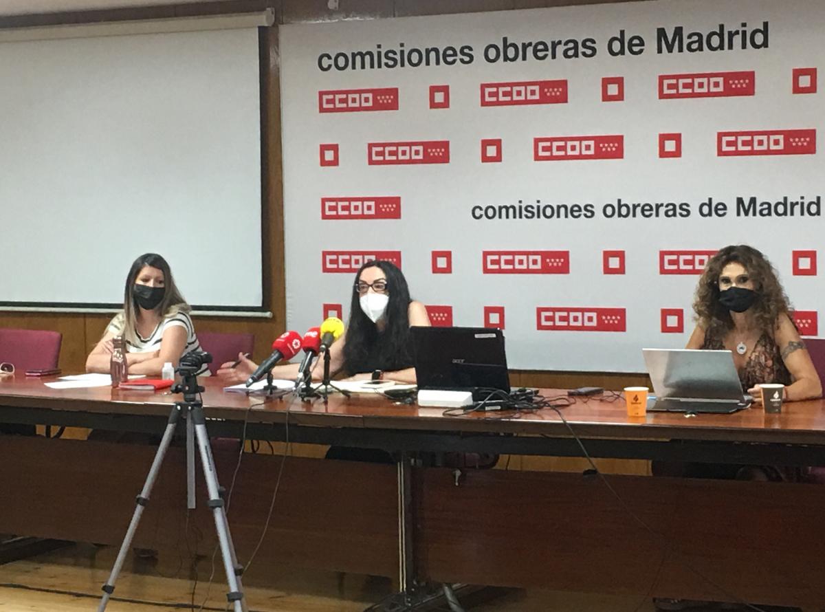 Rueda de prensa en la sede de CCOO de Madrid