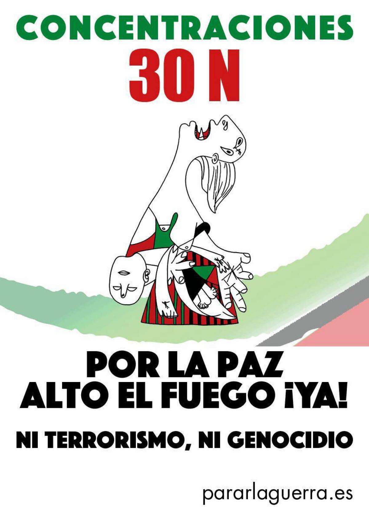 Concentraciones por todo el pas exigirn el Alto el Fuego en Palestina el 30 de noviembre