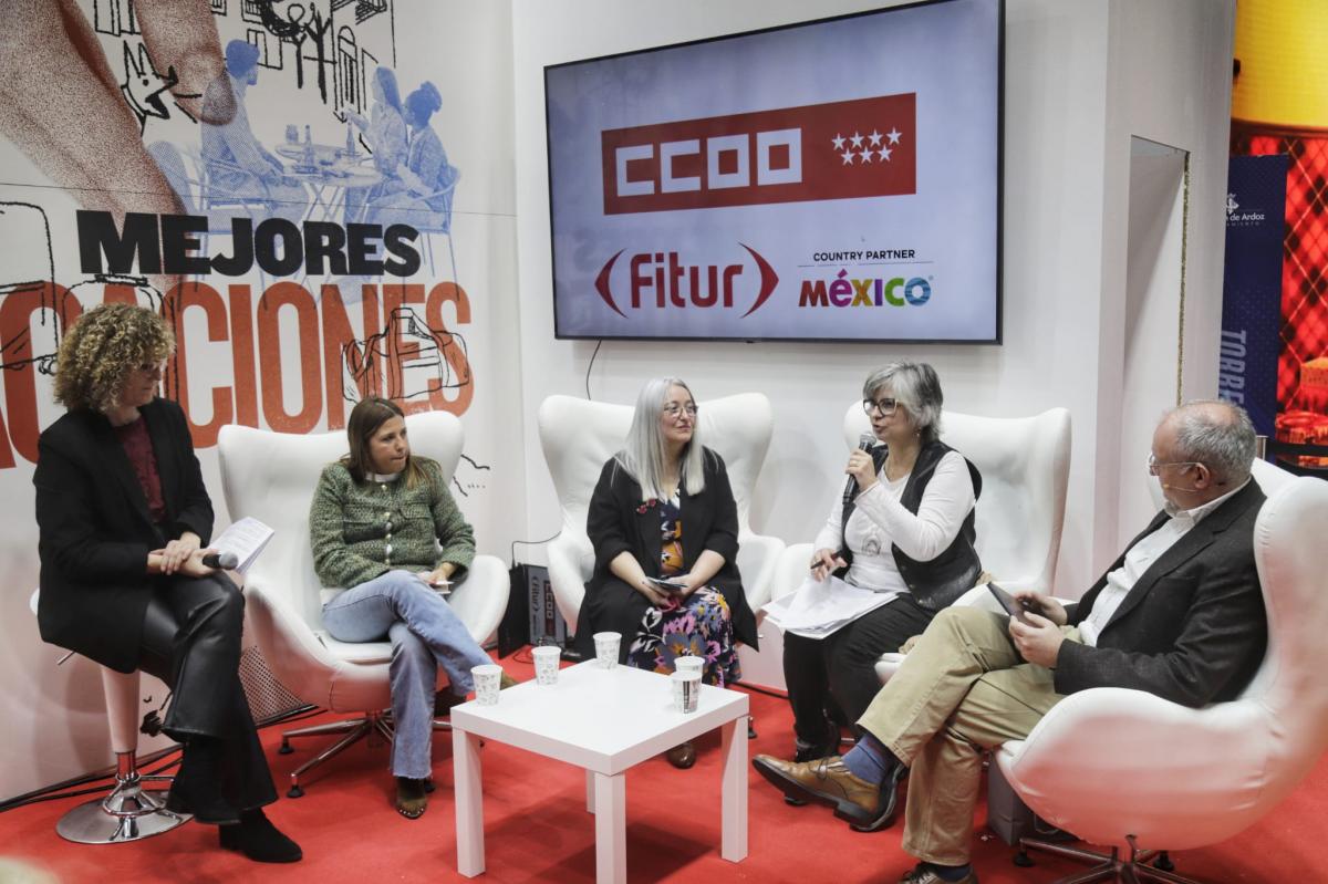 Jornada sobre turismo en Madrid en el stand de CCOO en Fitur 2026
