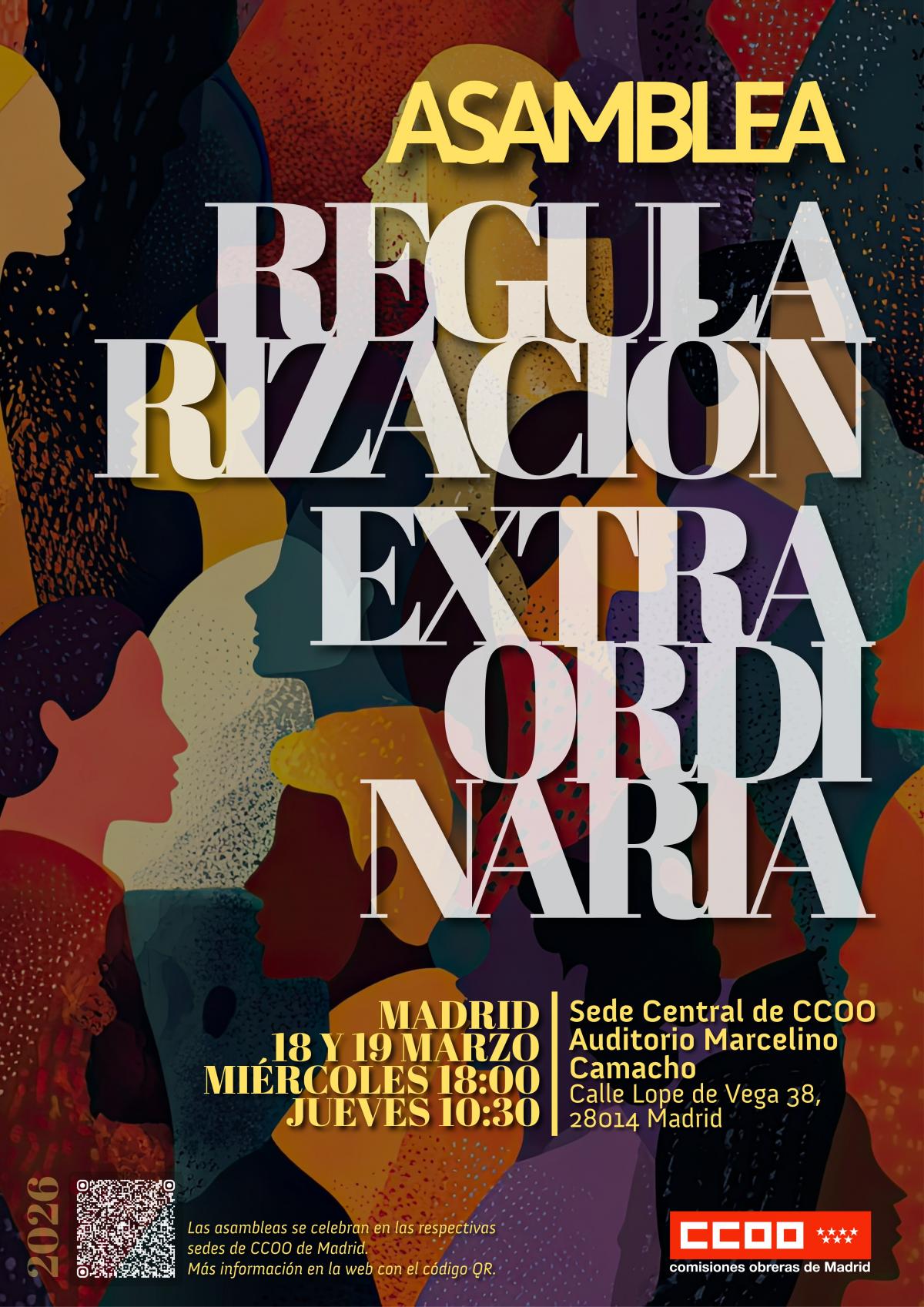 Cartel asamblea regularización CCOO Madrid