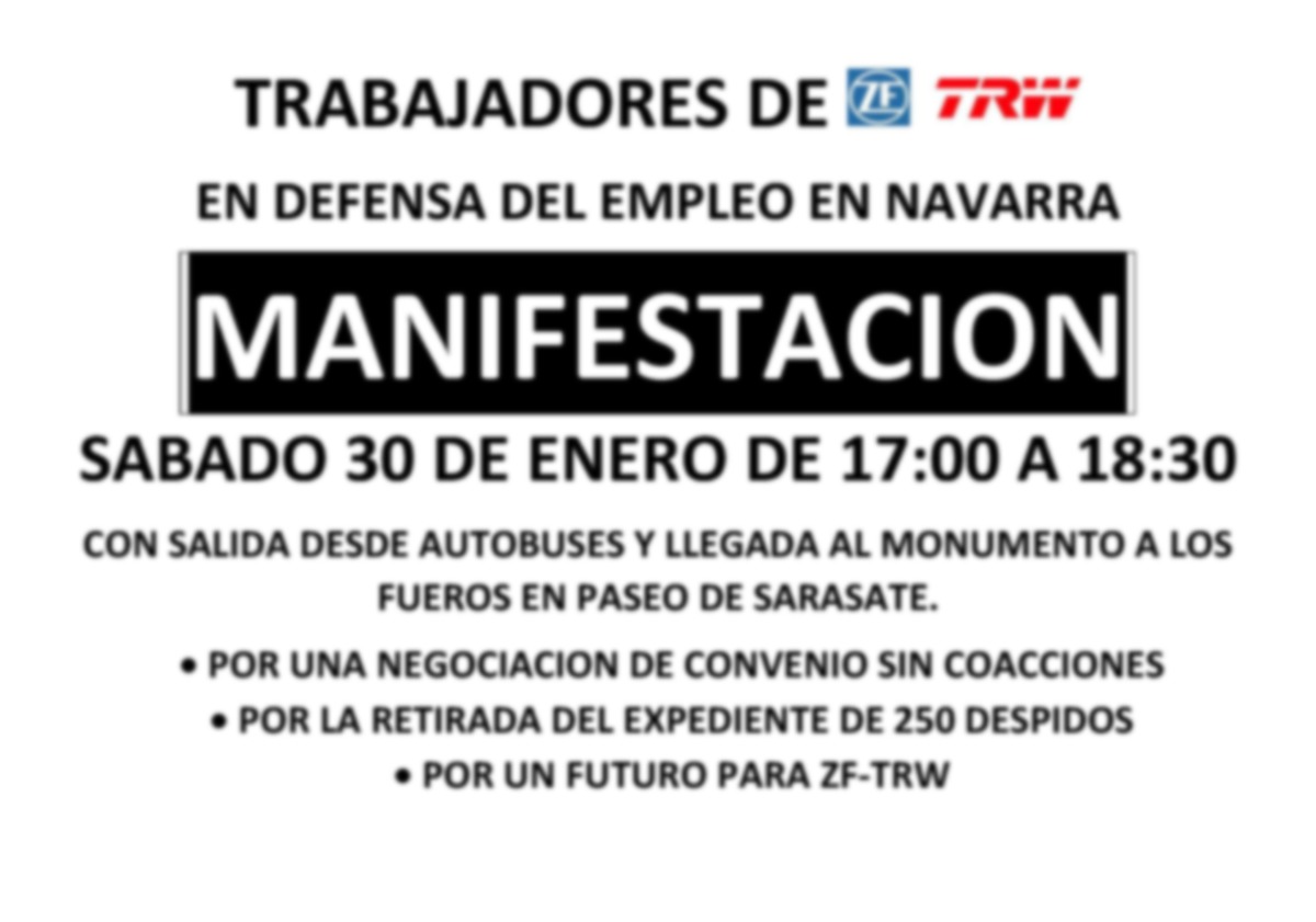 El comité de TRW anima a la sociedad navarra a manifestarse este sábado