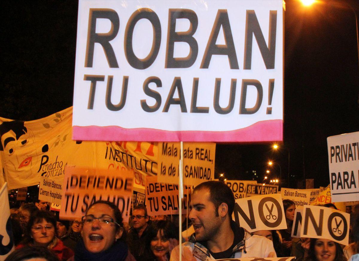 Manifestación en defensa de la sanidad publica en 2012