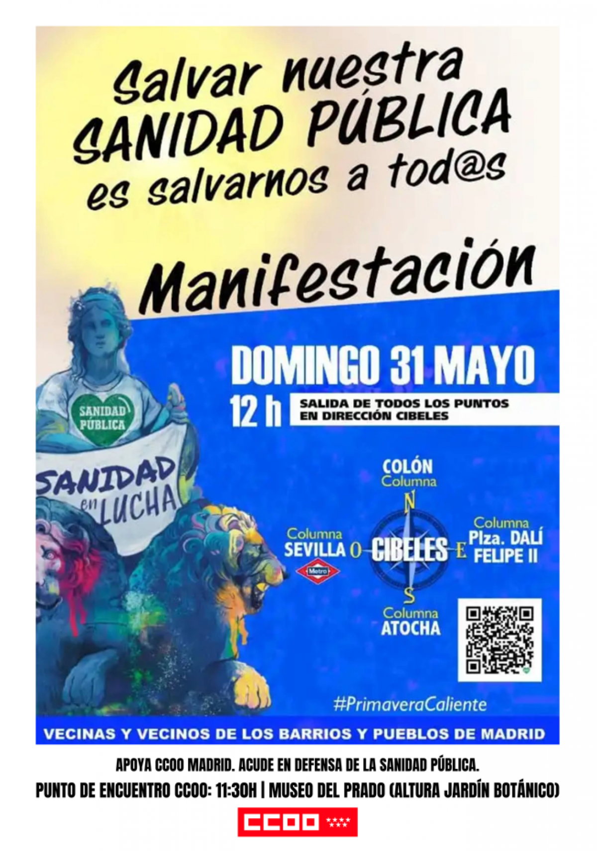 Cartel manifestación por la sanidad pública 31 de mayo 2026