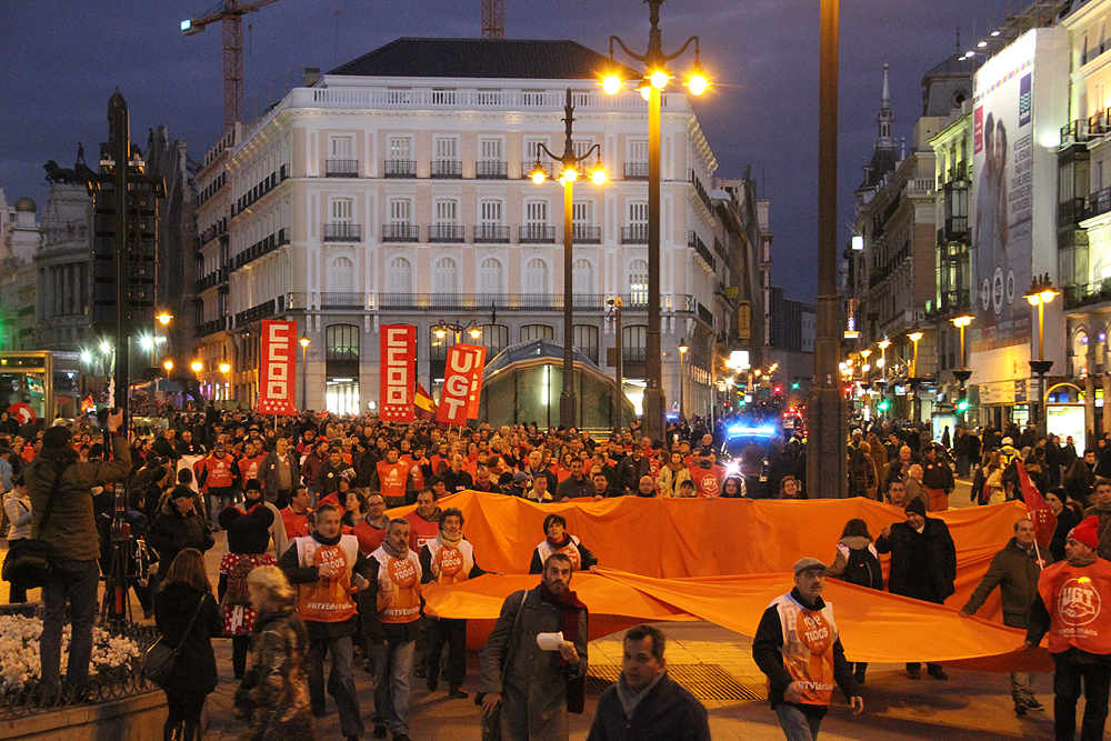 Manifestación por el derecho de huelga, por las libertades y contra la Ley Mordaza, febrero 2015