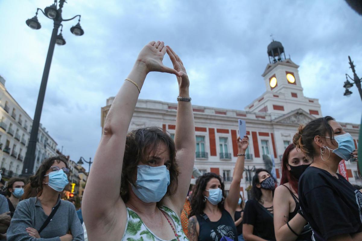 Concentracin contra los feminicidios y la violencia machista, en la Puerta del Sol de Madrid, 11-6-2021
