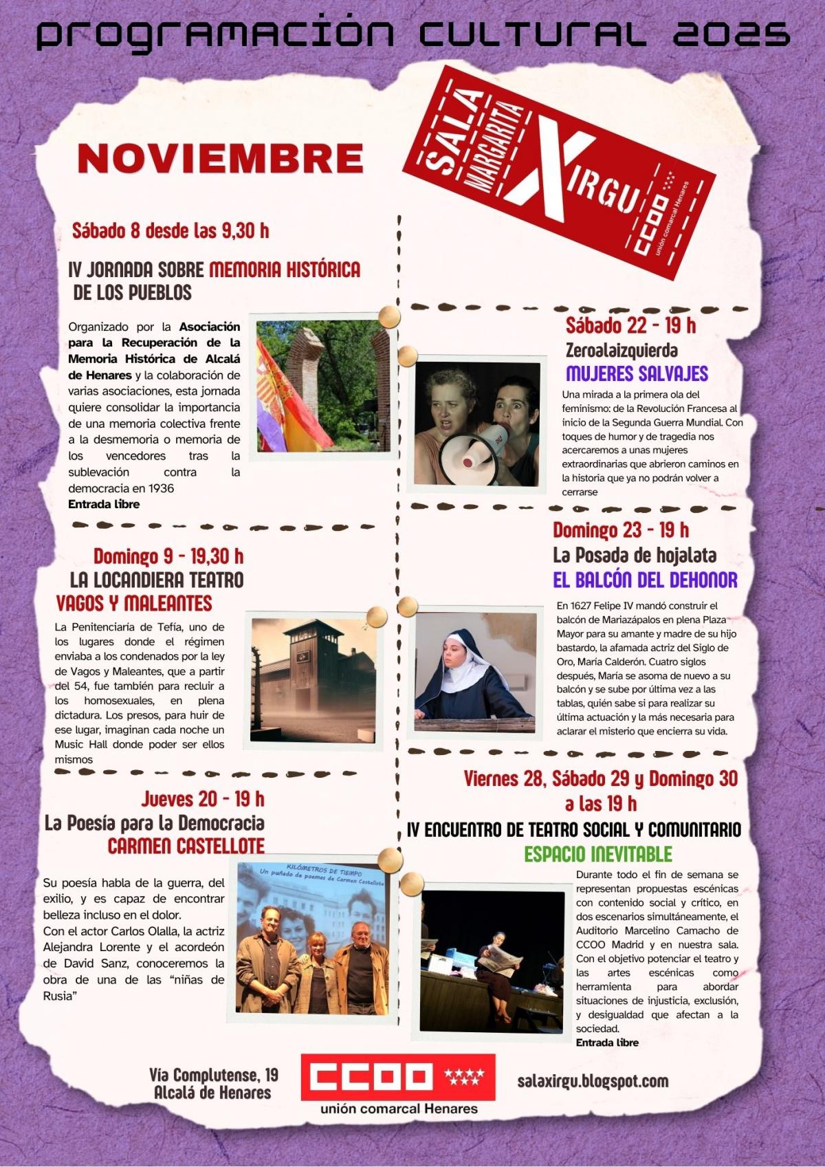 Programación Sala Margarita XIrgu noviembre 2025