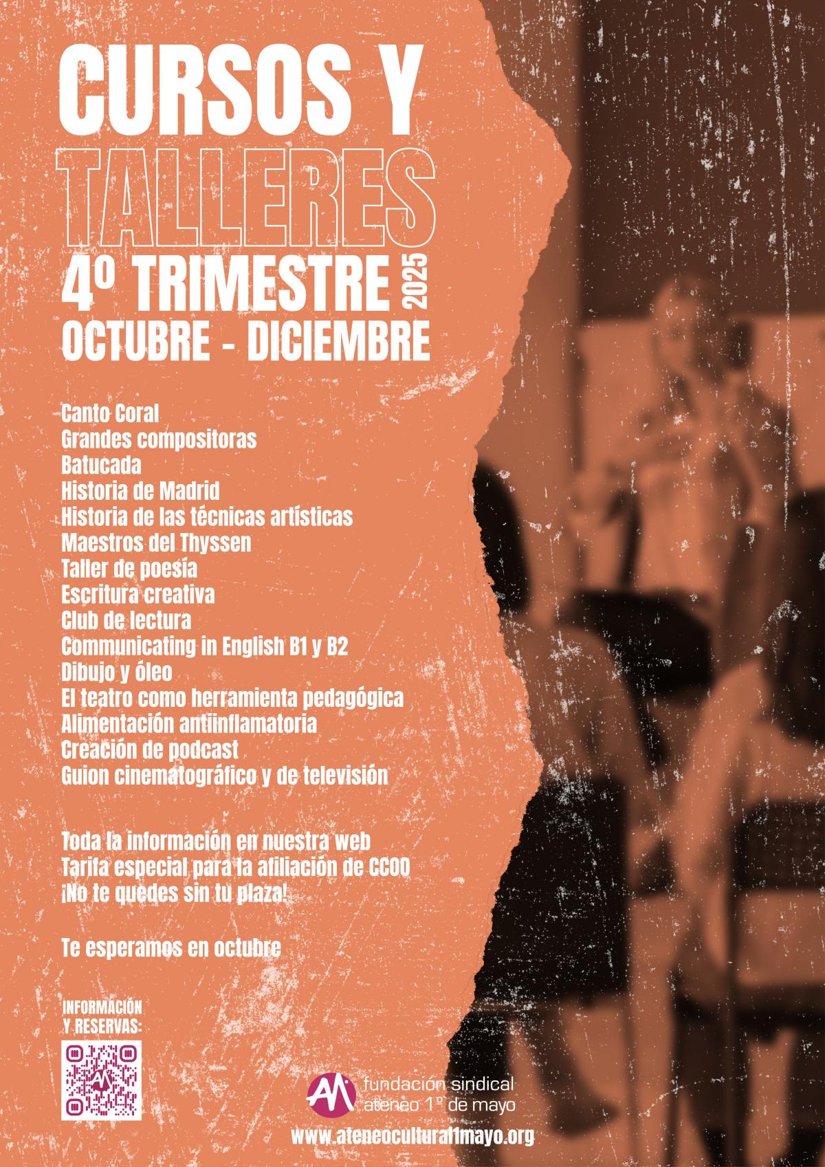 Cursos y talleres 4º trimestre 2025 OCTUBRE – DICIEMBRE