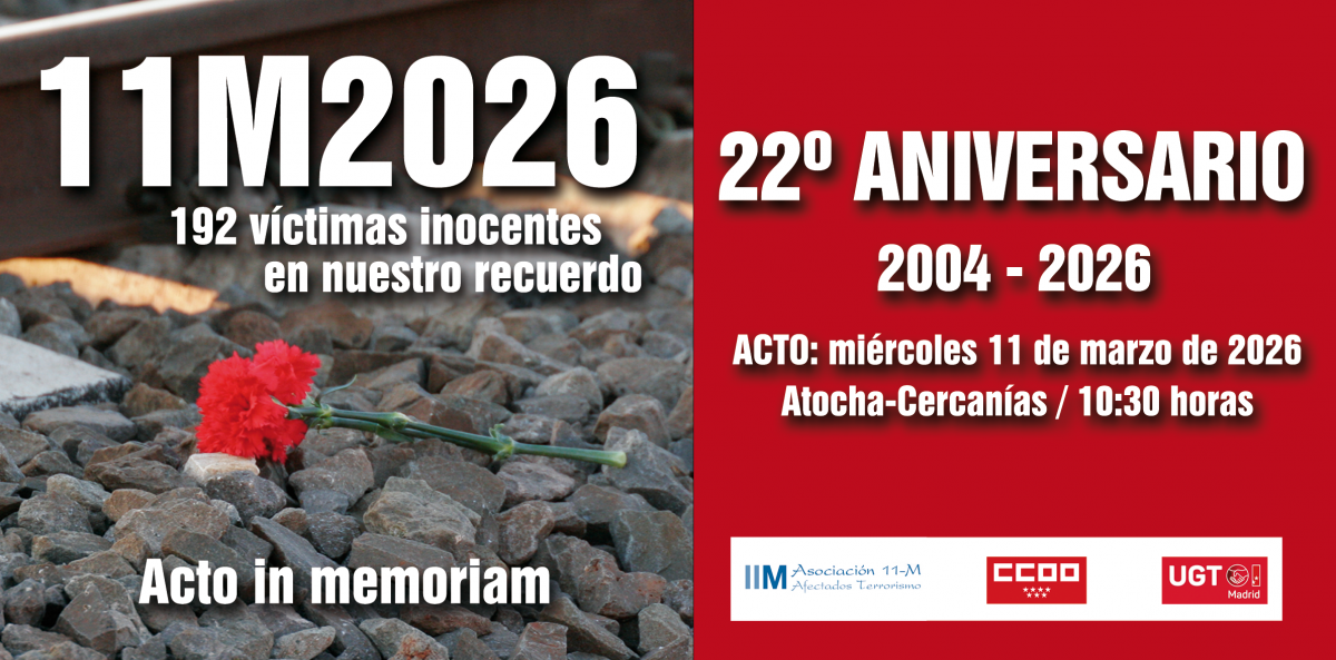 Cartel acto homenaje a las víctimas del atentado del 11M (2026)