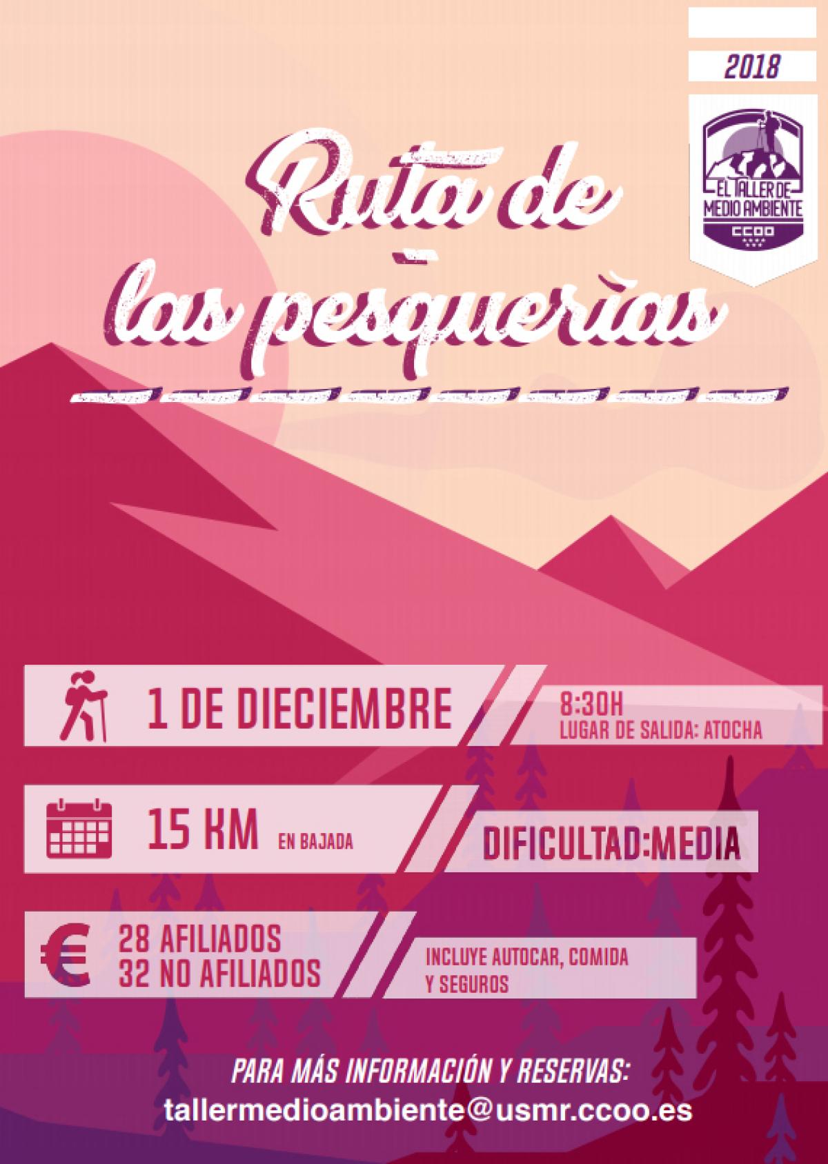 Excursión del Taller de Medio Ambiente de CCOO Madrid para el día 1 de diciembre de 2018