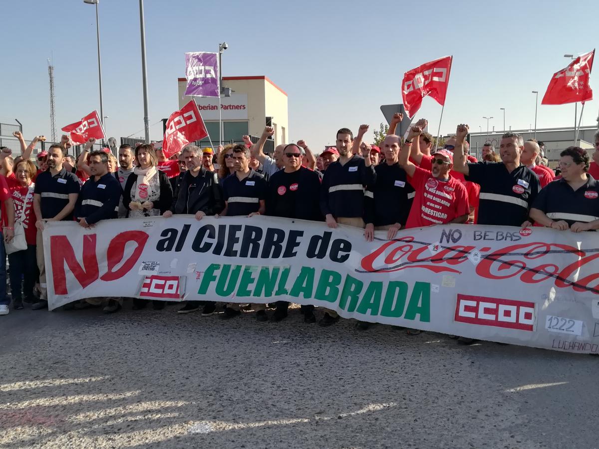 Unai Sordo muestra el apoyo de CCOO a la plantilla de Coca-Cola de Fuenlabrada